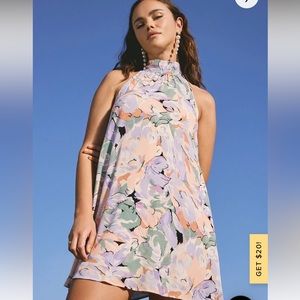 Tied back to you lavender multi floral print mini shift dress